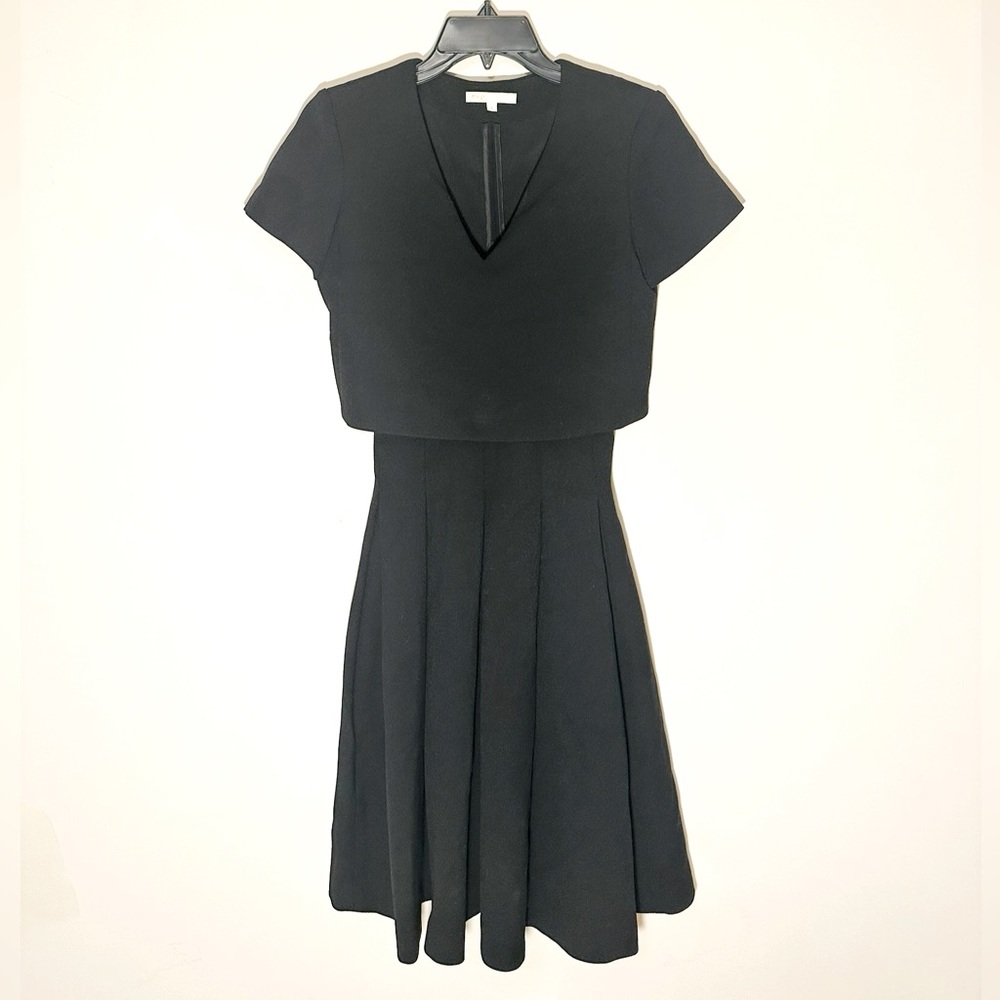 Maje Rozane Bodice Overlay A-line Dress - Black - Size Small (1)
